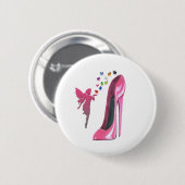 Rosa feenhafte Herzen und Stilett-Schuh-Kunst Button (Vorne & Hinten)