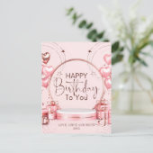 Rosa Feier Personalisiert Geburtstag Postkarte (Stehend Vorderseite)