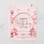 Rosa Feier Personalisiert Geburtstag Postkarte (Vorne/Hinten)