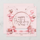 Rosa Feier Personalisiert Geburtstagskarte Einladung (Vorne/Hinten)