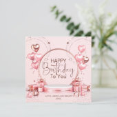 Rosa Feier Personalisiert Geburtstagskarte Einladung (Stehend Vorderseite)