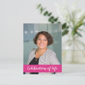 Rosa Feier zum Foto des Lebens Einladung Postkarte (Stehend Vorderseite)