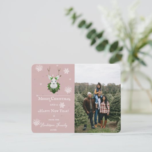 Rosa Feierliche Weihnachtskarte Feiertagskarte (Stehend Vorderseite)