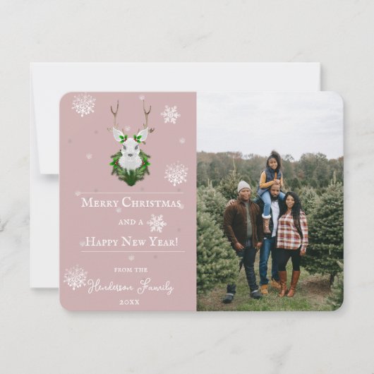 Rosa Feierliche Weihnachtskarte Feiertagskarte (Vorderseite)