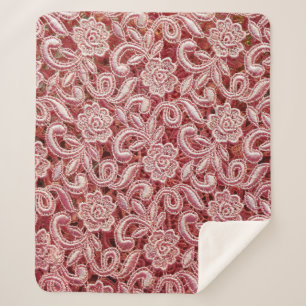 Rosa feine Spitzentextur mit nahtloser schöner Fed Sherpadecke