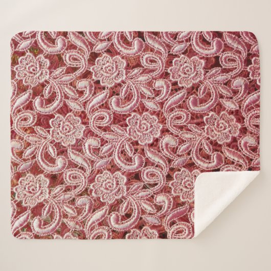 Rosa feine Spitzentextur mit nahtloser schöner Fed Sherpadecke (Vorderseite (Horizontal))