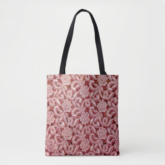 Rosa feine Spitzentextur mit nahtloser schöner Fed Tasche (Vorderseite)