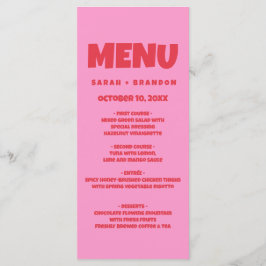 Rosa, feines Retro-Hochzeitmenü Menükarte
