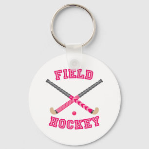 Rosa Feld-Hockey-Logo Schlüsselanhänger