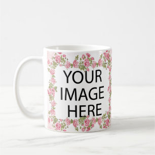 Rosa Feld-Schablone addieren Ihr Bild und/oder Kaffeetasse