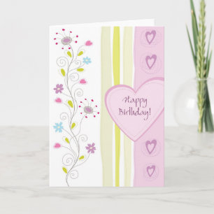 Rosa feminine florale Geburtstagskarte Karte