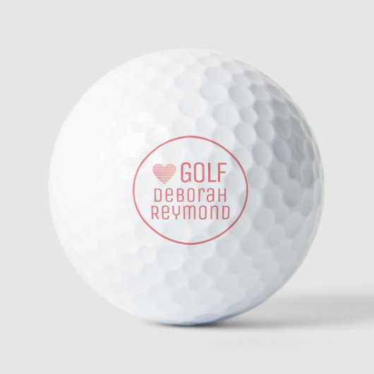 Rosa Feminine Golfer Name Circle Logo Golfball (Vorderseite)