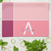 rosa Feminine moderne Monogram Geschirrtuch (Gefaltet)