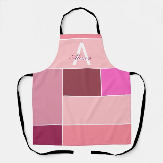 rosa Feminine moderne Monogram Schürze (Vorderseite)