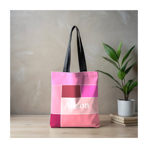 Rosa Feminine Stripes stylish Monogram Tasche