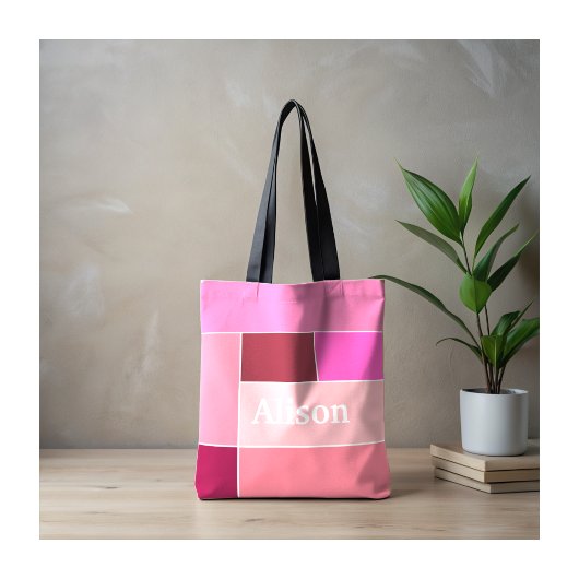 Rosa Feminine Stripes stylish Monogram Tasche