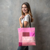 Rosa Feminine Stripes stylish Monogram Tasche