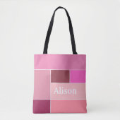Rosa Feminine Stripes stylish Monogram Tasche (Vorderseite)