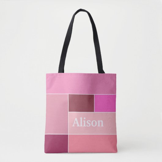 Rosa Feminine Stripes stylish Monogram Tasche (Vorderseite)