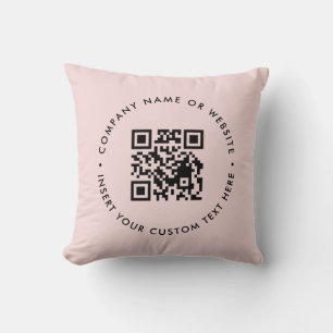 Rosa feminines QR-Geschäftsbranding-Design Kissen