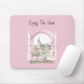 Rosa Fenster Stadtblick Mousepad (Mit Mouse)