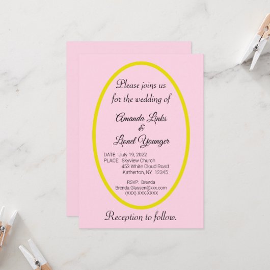 Rosa Fensterhochzeit Einladung (Vorderseite/Rückseite Beispiel)