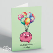 Rosa Ferkel mit Balloons Geburtstag Dankeskarte