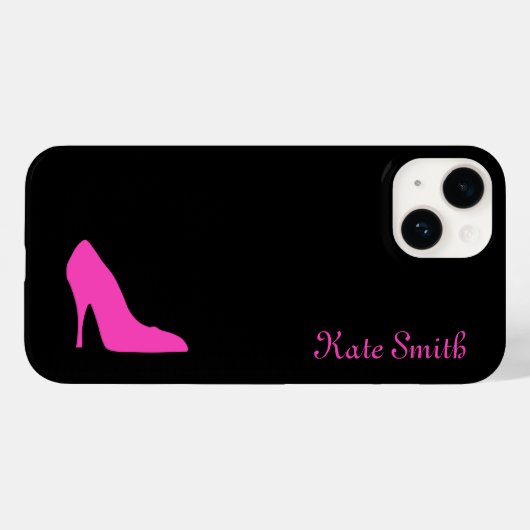 Rosa Ferse auf schwarz Case-Mate iPhone Hülle (Rückseite (Horizontal))