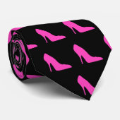 Rosa Ferse auf schwarz Krawatte (Gerollt)