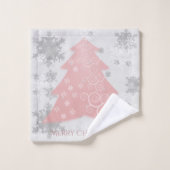 Rosa festliches Weihnachtsbaumhandtuch Set (Waschlappen)