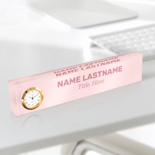 Rosa fett Einfach Minimalistische Uhr Namensplakette