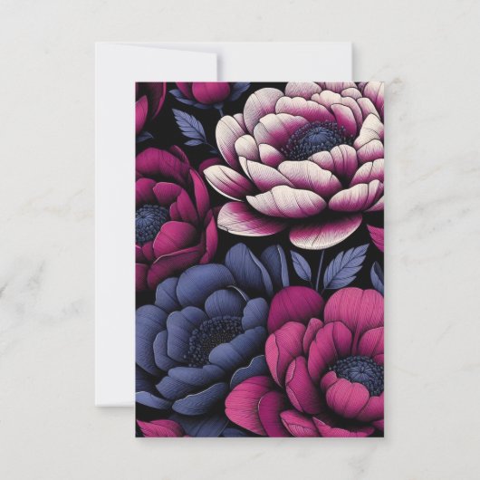 Rosa fett floral RSVP karte (Rückseite)