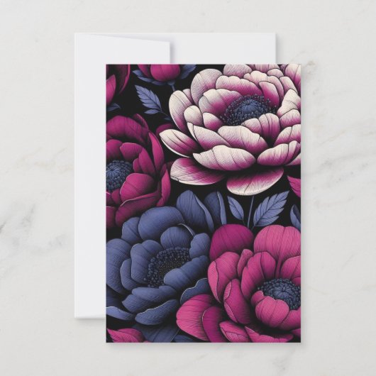 Rosa fett floral RSVP karte (Rückseite)