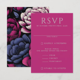 Rosa fett floral RSVP karte