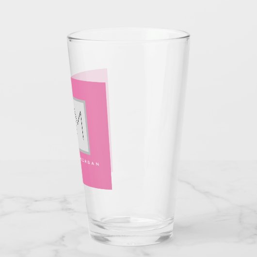 Rosa fett Monogramm Moderne Minimalistische Namens Glas (Links)
