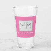 Rosa fett Monogramm Moderne Minimalistische Namens Glas (Vorderseite)