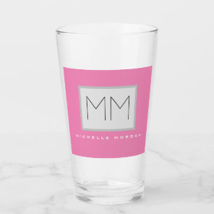 Rosa fett Monogramm Moderne Minimalistische Namens Glas