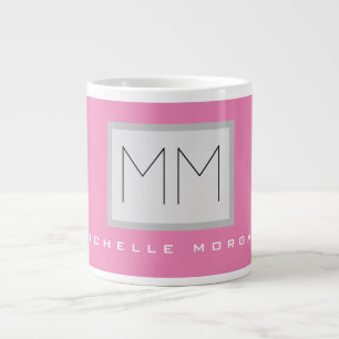 Rosa fett Monogramm Moderne Minimalistische Namens Jumbo-Tasse