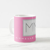 Rosa fett Monogramm Moderne Minimalistische Namens Kaffeetasse (Vorderseite Links)