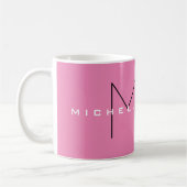Rosa fett Monogramm Moderne Minimalistische Namens Kaffeetasse (Links)