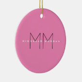 Rosa fett Monogramm Moderne Minimalistische Namens Keramik Ornament (Rechts)