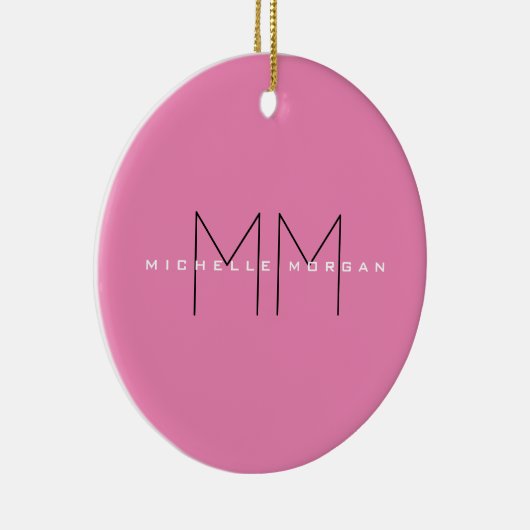 Rosa fett Monogramm Moderne Minimalistische Namens Keramik Ornament (Rechts)