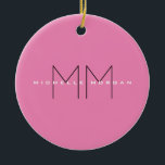Rosa fett Monogramm Moderne Minimalistische Namens Keramik Ornament<br><div class="desc">Modernes Design Beruflich und einfach. Details zum Produkt können Sie leicht bearbeiten.</div>