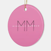 Rosa fett Monogramm Moderne Minimalistische Namens Keramik Ornament (Links)