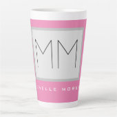 Rosa fett Monogramm Moderne Minimalistische Namens Milchtasse (Vorderseite)
