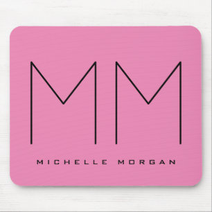 Rosa fett Monogramm Moderne Minimalistische Namens Mousepad