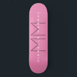 Rosa fett Monogramm Moderne Minimalistische Namens Skateboard<br><div class="desc">Modernes Design Beruflich und einfach. Details zum Produkt können Sie leicht bearbeiten.</div>