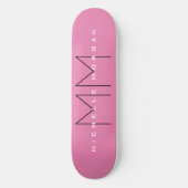 Rosa fett Monogramm Moderne Minimalistische Namens Skateboard (Vorderseite)