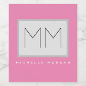 Rosa fett Monogramm Moderne Minimalistische Namens Weinetikett (Einzelnes Label)