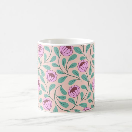 Rosa fette Blumen Kaffeetasse (Mittel)